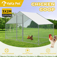 VaKa Metal Walk-in Chicken Coop Rabbit Hutch Cage Hen House Chook Au