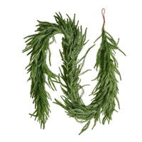 Christmas Garland, Realistic Norfolk Pine Garland, Evergreen Real Touch Artificial Faux Greenery Garlands, for Holiday Indoor Outdoor Xmas Dec