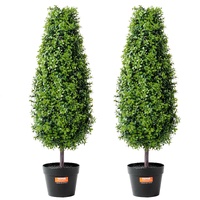 VEVOR Artificial Boxwood Topiary Tree Faux Plant UV Decor In Outdoor 2 Pack