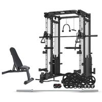 SM 25 6 1 Power Rack Smith & Cable Machine + BN6 Bench + Olympic Weight Plate & Barbell Package
