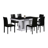 Dining Suite Dining Table & 6X Chairs Rectangular Shape High Glossy MDF Wooden Base Combination & 7 Pieces Black White