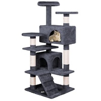 CARLA HOME Cat Tree Tower Indoor Cats Plush Perches Dual Condos Sisal Scratching Posts & Ramp Kittens & Adult Cats Natural Cat Trees