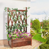 Elevated Wooden Planter Box Trellis