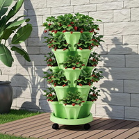 Fingers Garden Bed 5 Tier Vertical Garden Strawberry Stackable Planters Herbs Grey