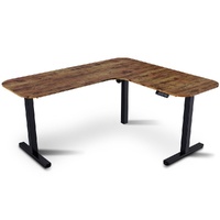 Corner Standing Desk 160 by 140cm 72-118cm Sit to Stand Up Electric Height Adjustable Walnut Style Desktop Frame