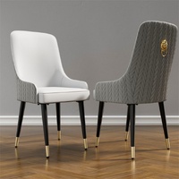 High End Dining Chairs Set 2 Faux Leather Upholstered Kitchen Chairs Lion Head Gold
