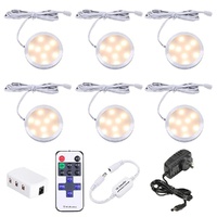 Dimmable LED Under Cabinet Lighting, Counter Showcase Kitchen Lighting Fixtures with 12V Plug in Adapter and Dimmable Wireless Remote Control, 6 Ultra