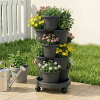 Fingers 5 Tier Vertical Garden Planter Stackable Planters 4 Wheels Raised Garden Bed Garden