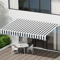 Retractable Folding Arm Awning Manual Sunshade Grey White