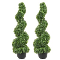 VEVOR Artificial Topiaries Boxwood Trees Tall Faux Topiary Plant Outdoor All Year Feaux Plant 2 Pieces Green