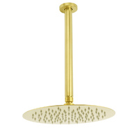 Wels Round Stainless Steel Shower Head Extension Ceiling Arm Set Brushed Gold