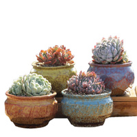 4 5 6 Pots Set Ceramic Clay Pottery Pots Succulent Flower Planter Draining Hole Style