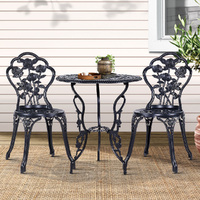3PC Outdoor Setting Cast Aluminium Bistro Table Chair Patio Rose