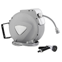 Retractable Water Hose Reel Garden Storage AutoRewind Spray Gun Garden Hoses & Reels
