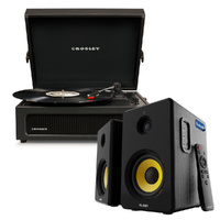 Crosley Voyager Bluetooth Portable Turntable - Bundled HolySmoke Bluetooth Speaker - Black