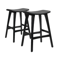 Wooden Bar Stool Padded PU Leather Dining Chair KANSO Black
