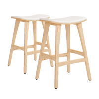 Wooden Bar Stool Padded Fabric Dining Chair KANSO Beige