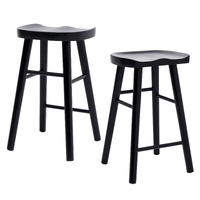 Wooden Bar Stool Dining Chair Pine Wood FRIDA Black