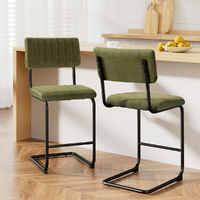 2x Bar Stools Velvet Chairs