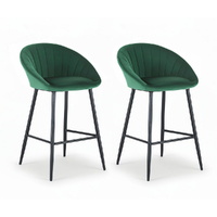 Bar Stools Kitchen Dining Chair Counter Stool Tub Velvet Metal Green
