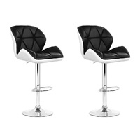 Bar Stools Gas Lift Padded Leather & Black White
