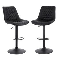 Bar Stools Kitchen Swivel Gas Lift Counter Chair Diamond Leather Black