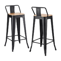 Bar Stools Kitchen Counter High Chair Dining Stackable Metal Black