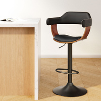 Bar Stools Gas Lift Leather withArmrest All Black