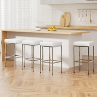 4x Bar Stools Leather Padded Metal