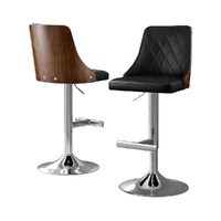 Bar Stool Wood Swivel Adjustable Kitchen Counter Stool Leather Black