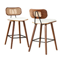 Bar Stools Kitchen Counter Rattan Chairs PU Leather Padding
