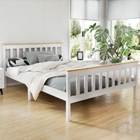 Bed Frame Wooden Platform with 2 Storage Drawers PONY White