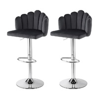 Bar Stool Kitchen Dining Counter Gaslift Chair Adjustable Velvet Grey