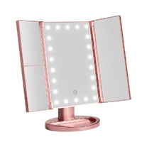Embellir Tri-fold Makeup Mirror 1 by 2 by 3X Magnifying with LED Light Travel Portable