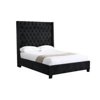 Ella Black Velvet Winged Bed 180cm