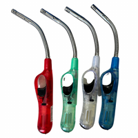 Clear Flexible Gas Lighter for BBQ Kitchen Cigarette w Safety Lock - Assorted Colours