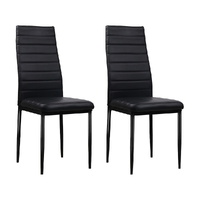Dining Chairs Set 4 Leather Channel Tufted