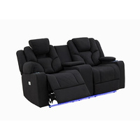 Electric Recliner Stylish Rhino Fabric Couch Lounge LED Features Black
