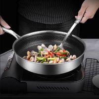 Stainless Steel Frying Pan Non Stick Cooking Frypan Cookware Honeycomb