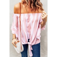 Azura Exchange Vertical Stripes Off The Shoulder Blouse