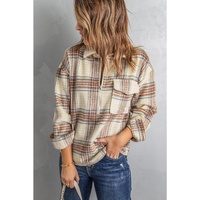 Azura Exchange Plaid Half Zip Sweatshirt with Chest Pocket