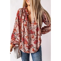 Azura Exchange Printed Split V Neck Blouse