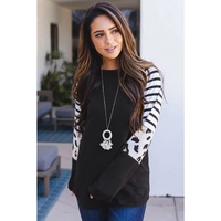 Azura Exchange Animal Print Colorblock Long Sleeve Top