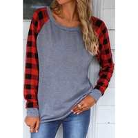 Azura Exchange Raglan Plaid Long Sleeve Top