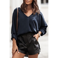 Azura Exchange V Neck High Low Hem Shirt