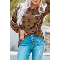 Azura Exchange Loose V Neck Top with Print Side Split