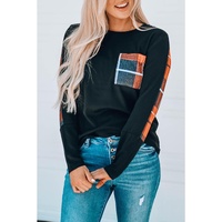 Azura Exchange Patchwork Plaid Long Sleeve Top