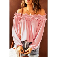 Azura Exchange Ruffled Off Shoulder Blouse with Puff Sleeves
