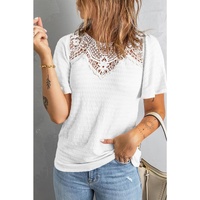 Azura Exchange Flutter Sleeve Crochet Splicing Top