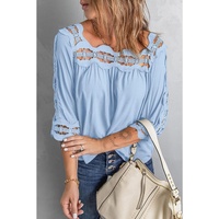 Azura Exchange Crochet Trim Hollow-out Blouse